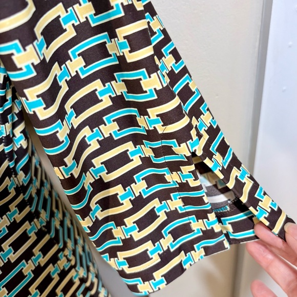 JUDE CONNALLY Michelle Sheath Collared V-Neck Chain Link Dress Sz Small🧡 - Picture 3 of 9